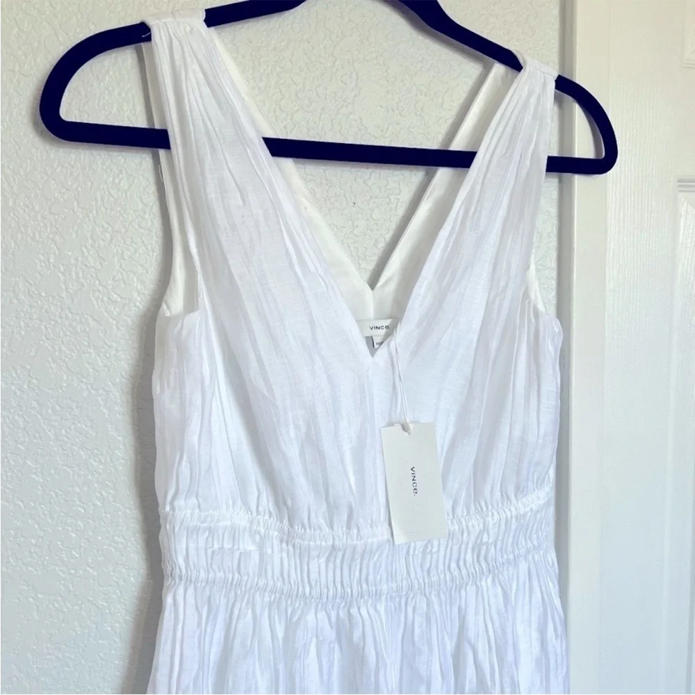 Vince Pleated Double V-Neck Dress - Picture 3 of 10